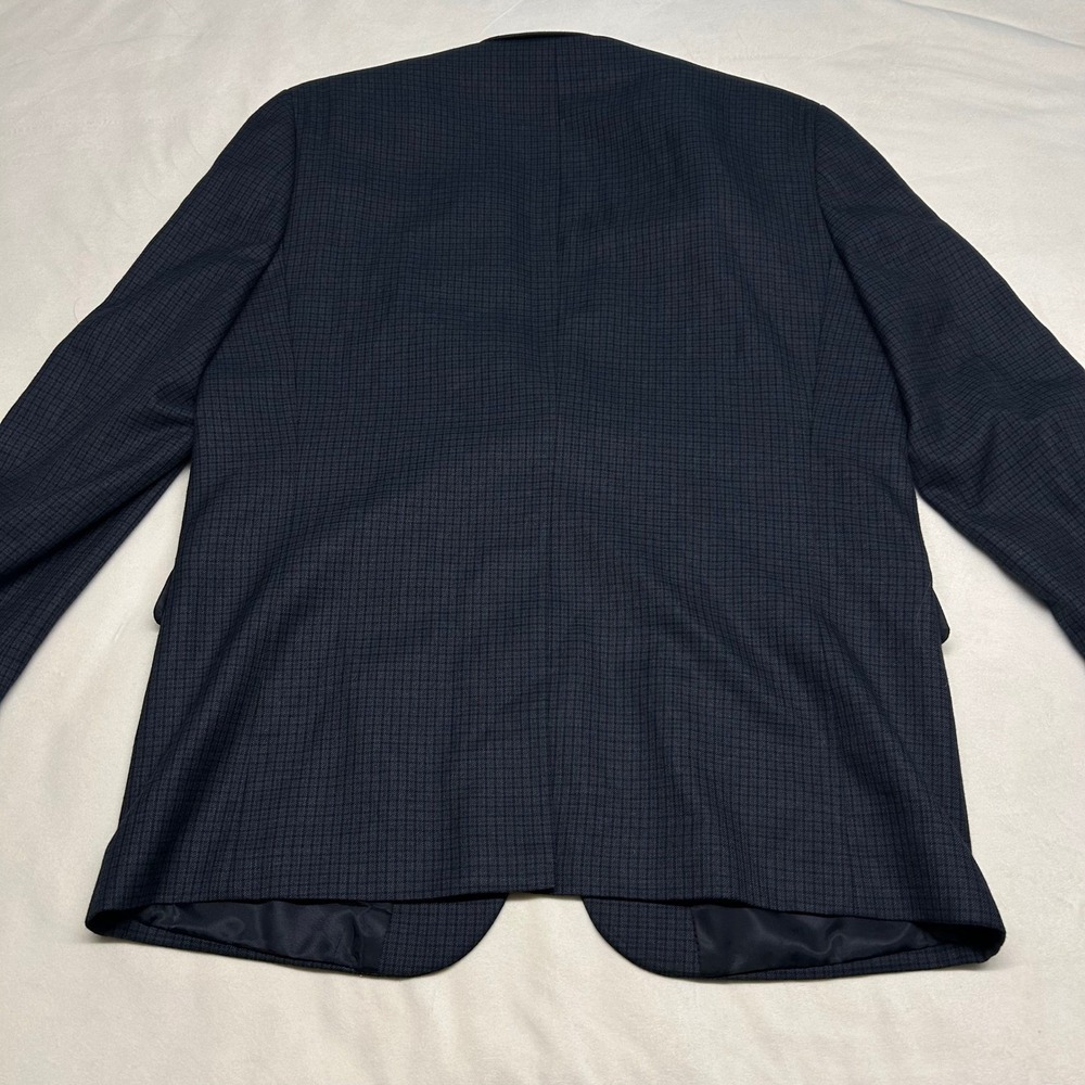 Chaps Mens Navy Blue Micro Check Blazer Sport Coat Jacket 42R Two Button - Picture 9 of 12